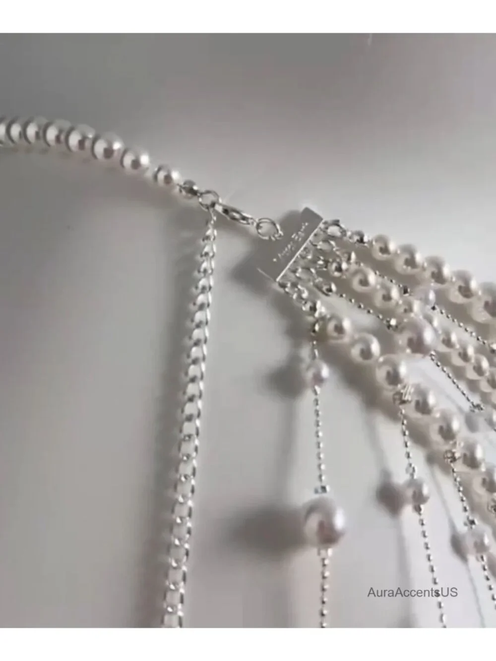 Multilayer Pearl Waist Chain Belt for Women Adjustable Big Pearls Tassel Belly